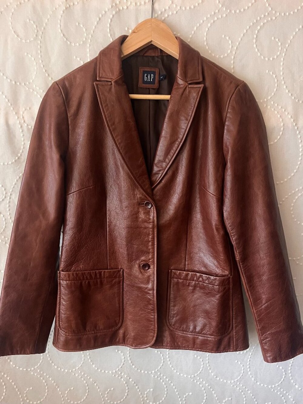 Vintage 90s/Y2K Gap Brown Leather Blazer Size M